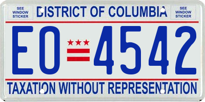 DC license plate EO4542