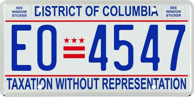 DC license plate EO4547
