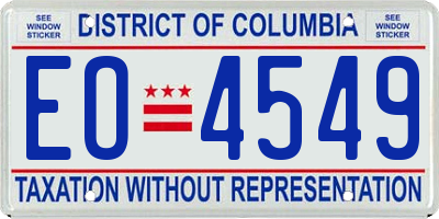 DC license plate EO4549