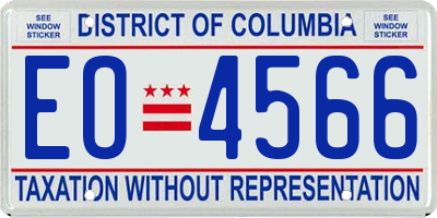 DC license plate EO4566