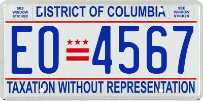 DC license plate EO4567