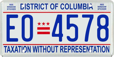 DC license plate EO4578
