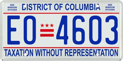 DC license plate EO4603
