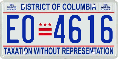 DC license plate EO4616