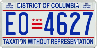 DC license plate EO4627