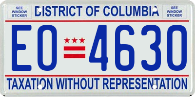 DC license plate EO4630