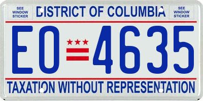 DC license plate EO4635