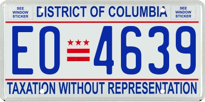 DC license plate EO4639