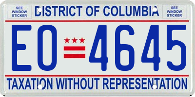 DC license plate EO4645