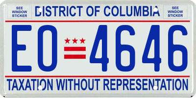 DC license plate EO4646