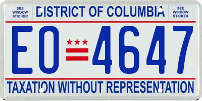 DC license plate EO4647