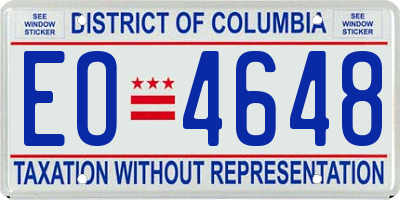 DC license plate EO4648