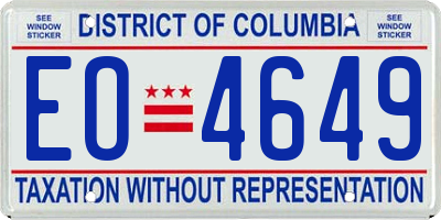 DC license plate EO4649