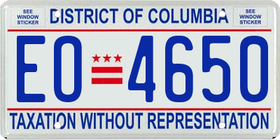 DC license plate EO4650