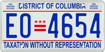 DC license plate EO4654