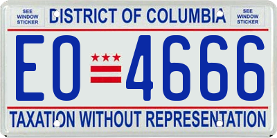 DC license plate EO4666