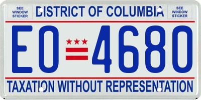 DC license plate EO4680