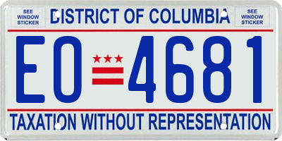 DC license plate EO4681