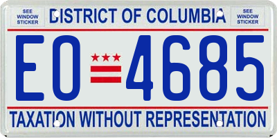 DC license plate EO4685