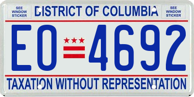 DC license plate EO4692