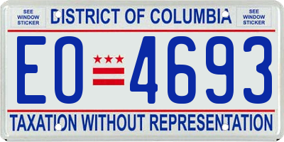 DC license plate EO4693