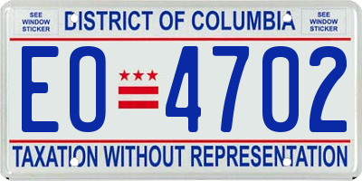 DC license plate EO4702