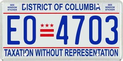 DC license plate EO4703
