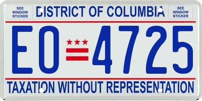 DC license plate EO4725