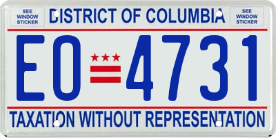 DC license plate EO4731