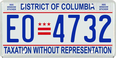 DC license plate EO4732