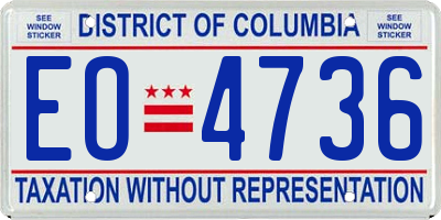 DC license plate EO4736