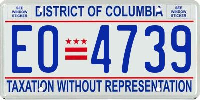 DC license plate EO4739