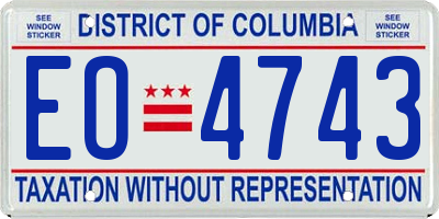 DC license plate EO4743