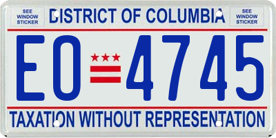 DC license plate EO4745