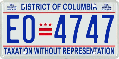 DC license plate EO4747