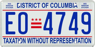 DC license plate EO4749