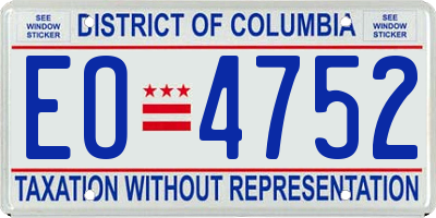 DC license plate EO4752