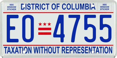 DC license plate EO4755