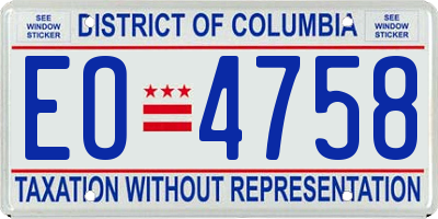 DC license plate EO4758