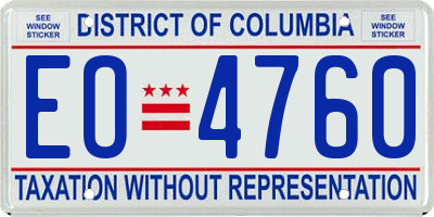 DC license plate EO4760