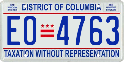 DC license plate EO4763