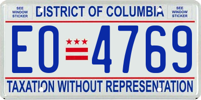 DC license plate EO4769