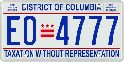 DC license plate EO4777