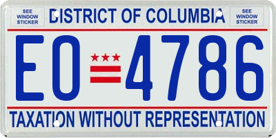 DC license plate EO4786