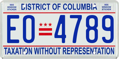 DC license plate EO4789