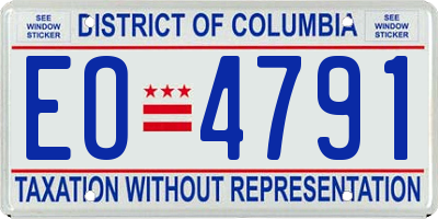DC license plate EO4791