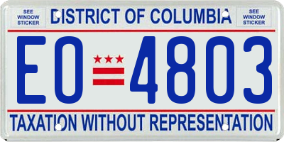DC license plate EO4803