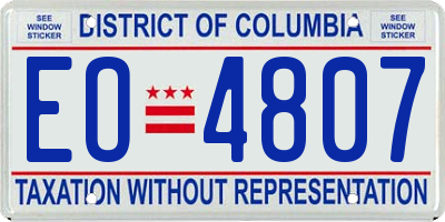 DC license plate EO4807