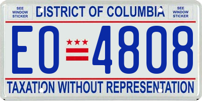 DC license plate EO4808