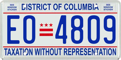 DC license plate EO4809